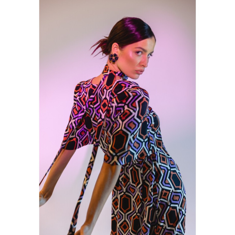 copy of S367 Maxi print dress with a ruffle - model 1 2