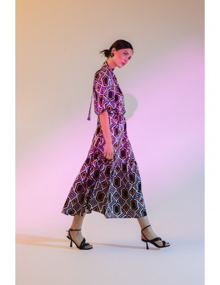 copy of S367 Maxi print dress with a ruffle - model 1