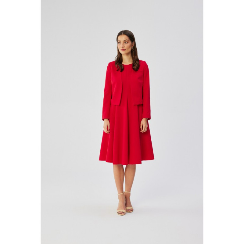 S368 Open front cropped blazer - red 2