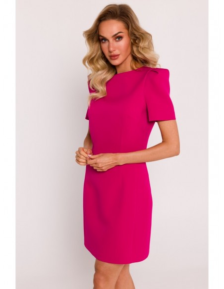 M777 Padded shoulder mini dress - fuchsia