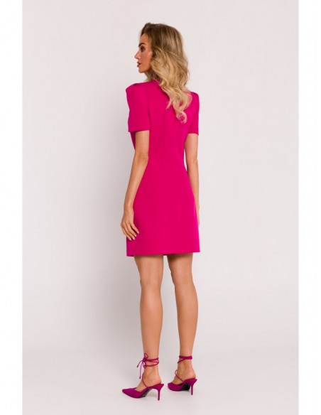 M777 Padded shoulder mini dress - fuchsia