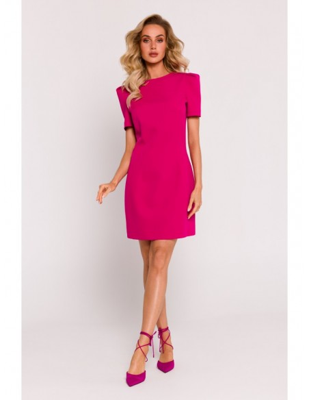 M777 Padded shoulder mini dress - fuchsia