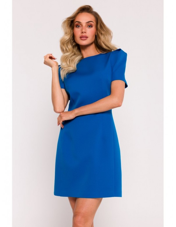 M777 Padded shoulder mini dress - blue