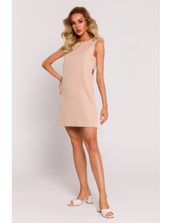 M778 Sleeveless dress with cutouts - beige