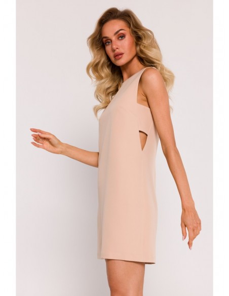 M778 Sleeveless dress with cutouts - beige