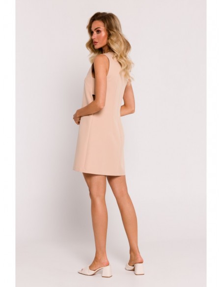 M778 Sleeveless dress with cutouts - beige