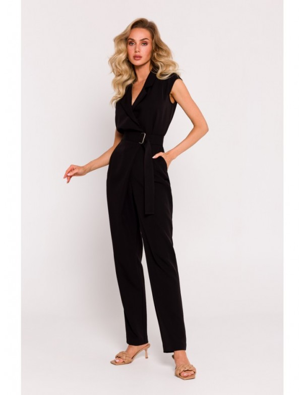 M780 Asymmetrical design jumpsuit - black