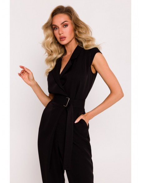 M780 Asymmetrical design jumpsuit - black