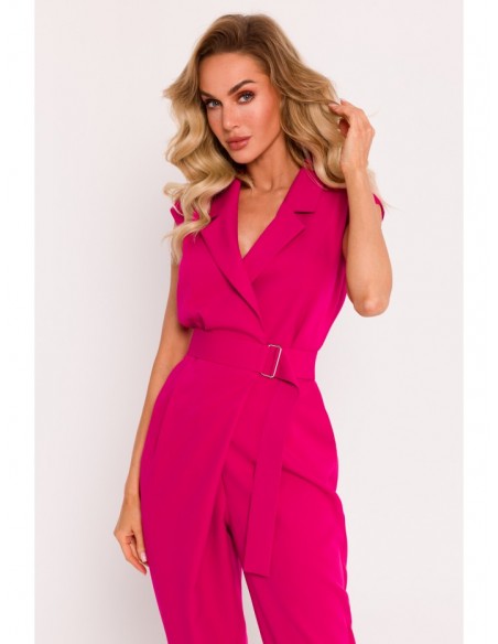 M780 Asymmetrical design jumpsuit - fuchsia