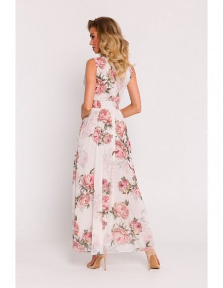 M781 Chiffon maxi dress with leg split - model 2