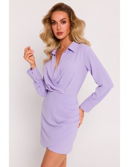 M783 Mini dress with a collar - purple