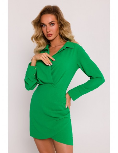 M783 Mini dress with a collar - green