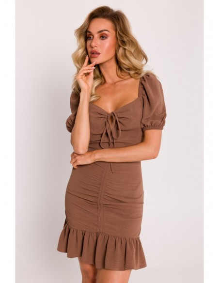 M784 Ruched mini dress - cocoa