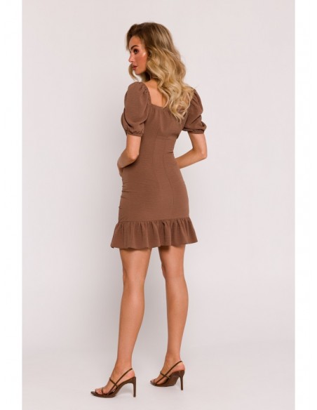 M784 Ruched mini dress - cocoa