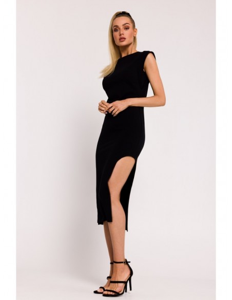 M787 Leg cutout tube dress - black