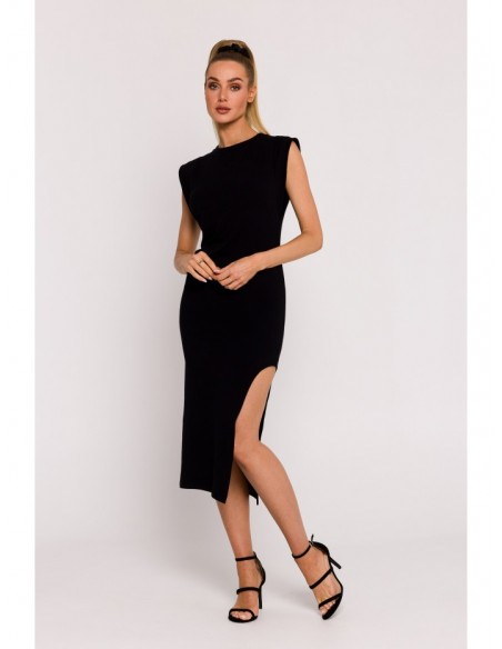 M787 Leg cutout tube dress - black