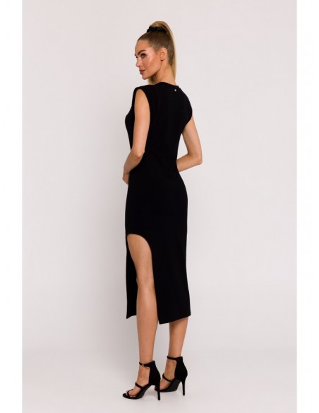 M787 Leg cutout tube dress - black