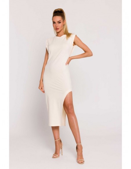 M787 Leg cutout tube dress - cream