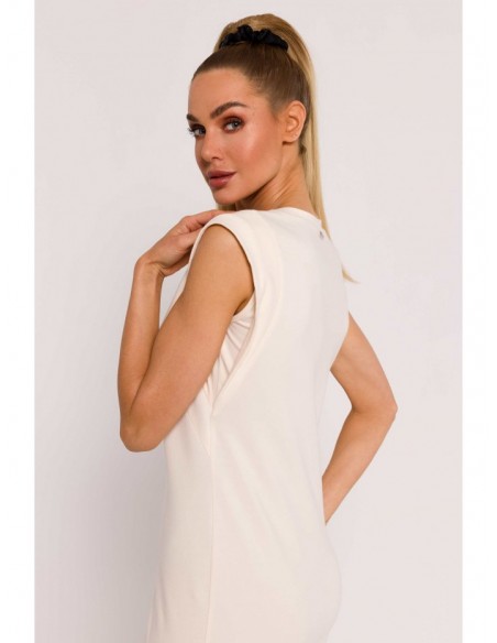 M787 Leg cutout tube dress - cream