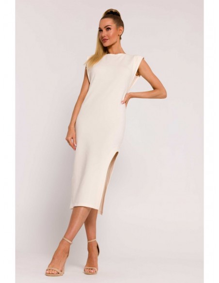 M787 Leg cutout tube dress - cream