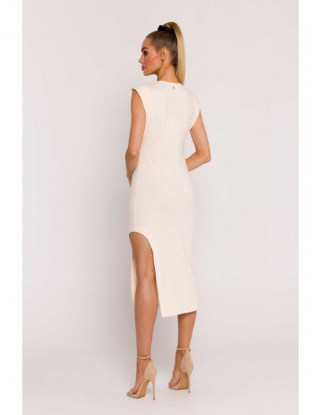 M787 Leg cutout tube dress - cream