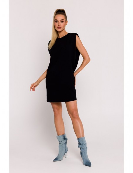 M789 Shoulder pad mini dress - black