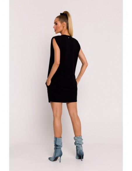 M789 Shoulder pad mini dress - black