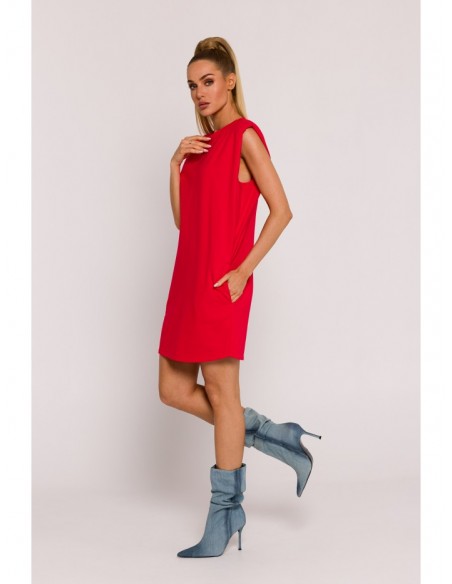 M789 Shoulder pad mini dress - red