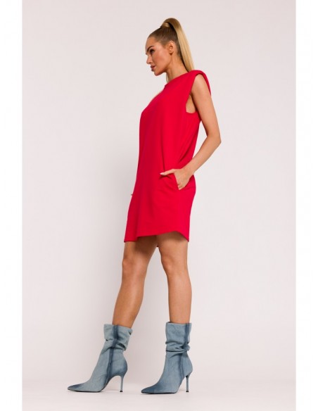 M789 Shoulder pad mini dress - red