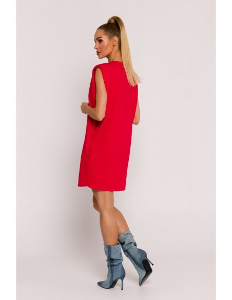 M789 Shoulder pad mini dress - red