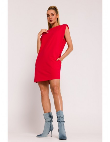 M789 Shoulder pad mini dress - red