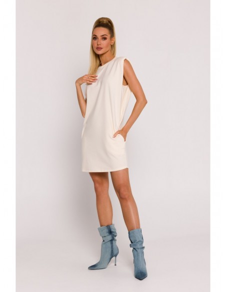 M789 Shoulder pad mini dress - cream