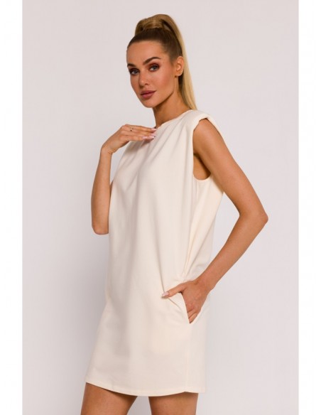 M789 Shoulder pad mini dress - cream