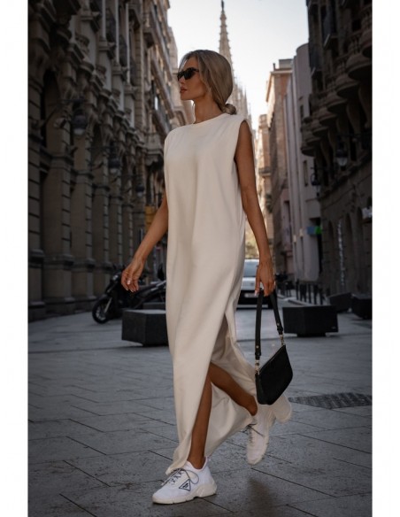 M790 Shoulder pad maxi dress - cream