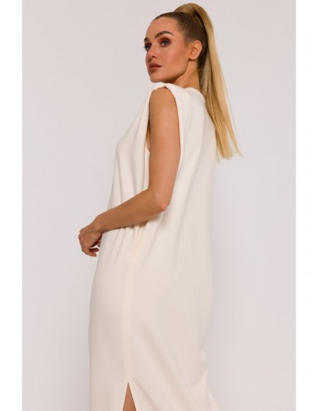 M790 Shoulder pad maxi dress - cream