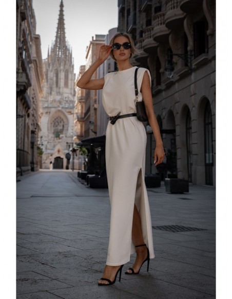 M790 Shoulder pad maxi dress - cream