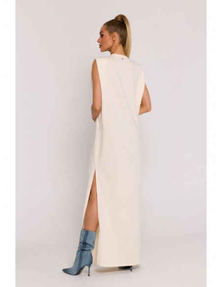 M790 Shoulder pad maxi dress - cream