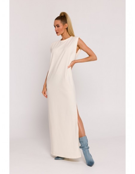 M790 Shoulder pad maxi dress - cream