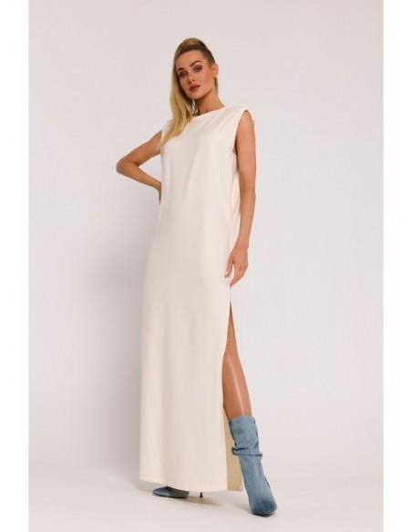 M790 Shoulder pad maxi dress - cream