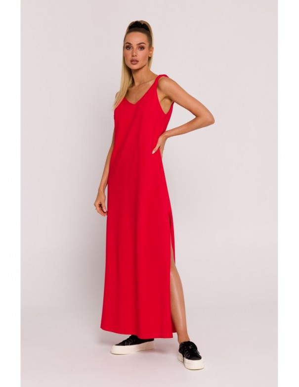 M791 Deep V-neck maxi dress - red