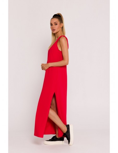 M791 Deep V-neck maxi dress - red