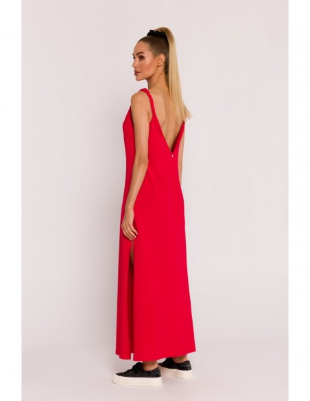 M791 Deep V-neck maxi dress - red