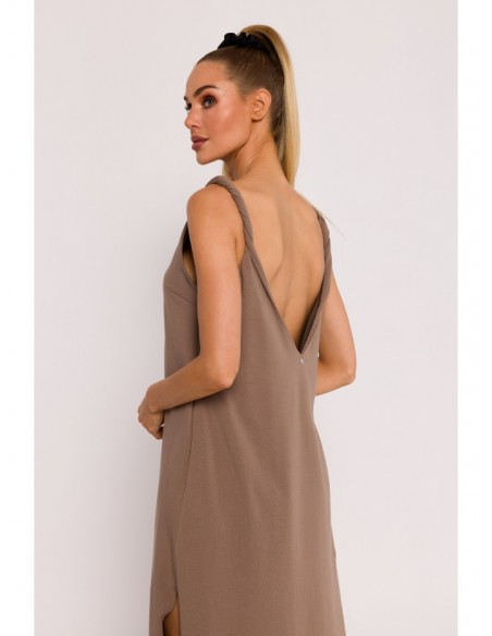 M791 Deep V-neck maxi dress - cocoa