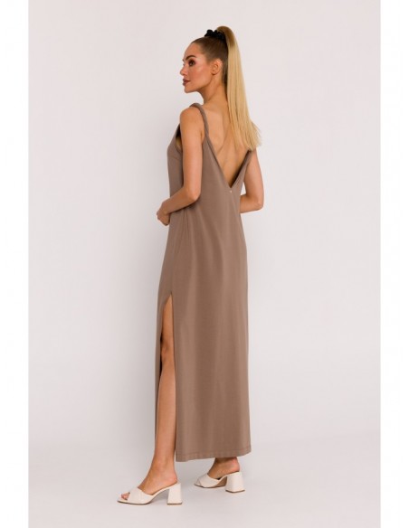 M791 Deep V-neck maxi dress - cocoa