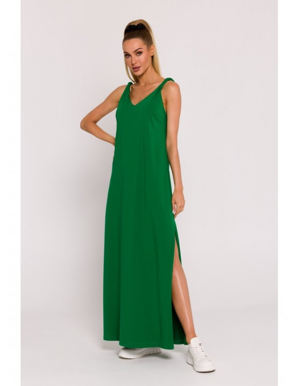 M791 Deep V-neck maxi dress - green