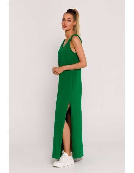 M791 Deep V-neck maxi dress - green