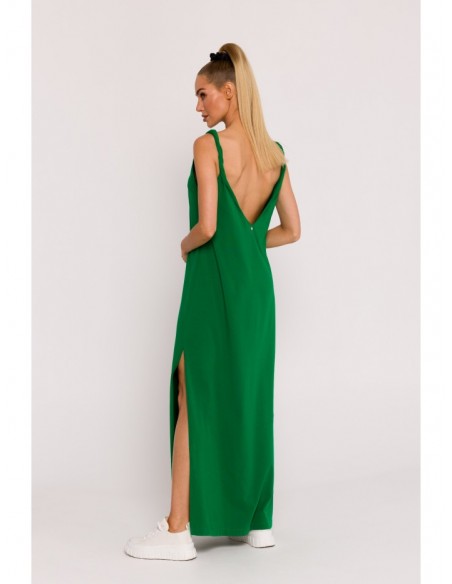 M791 Deep V-neck maxi dress - green