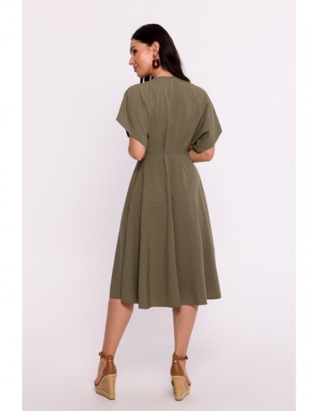 B278 Flared dress - olive green