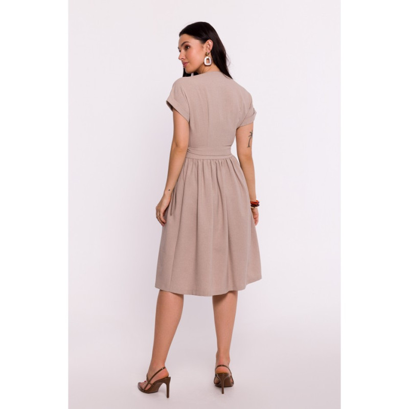 B279 Wraped dress tied in the waist - beige 2