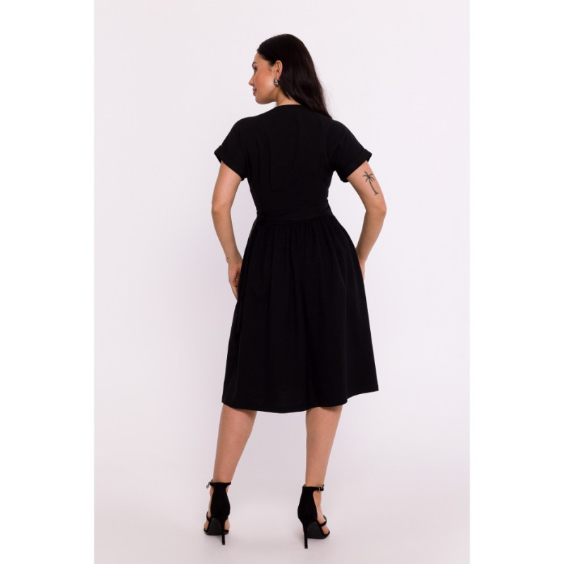B279 Wraped dress tied in the waist - black 2